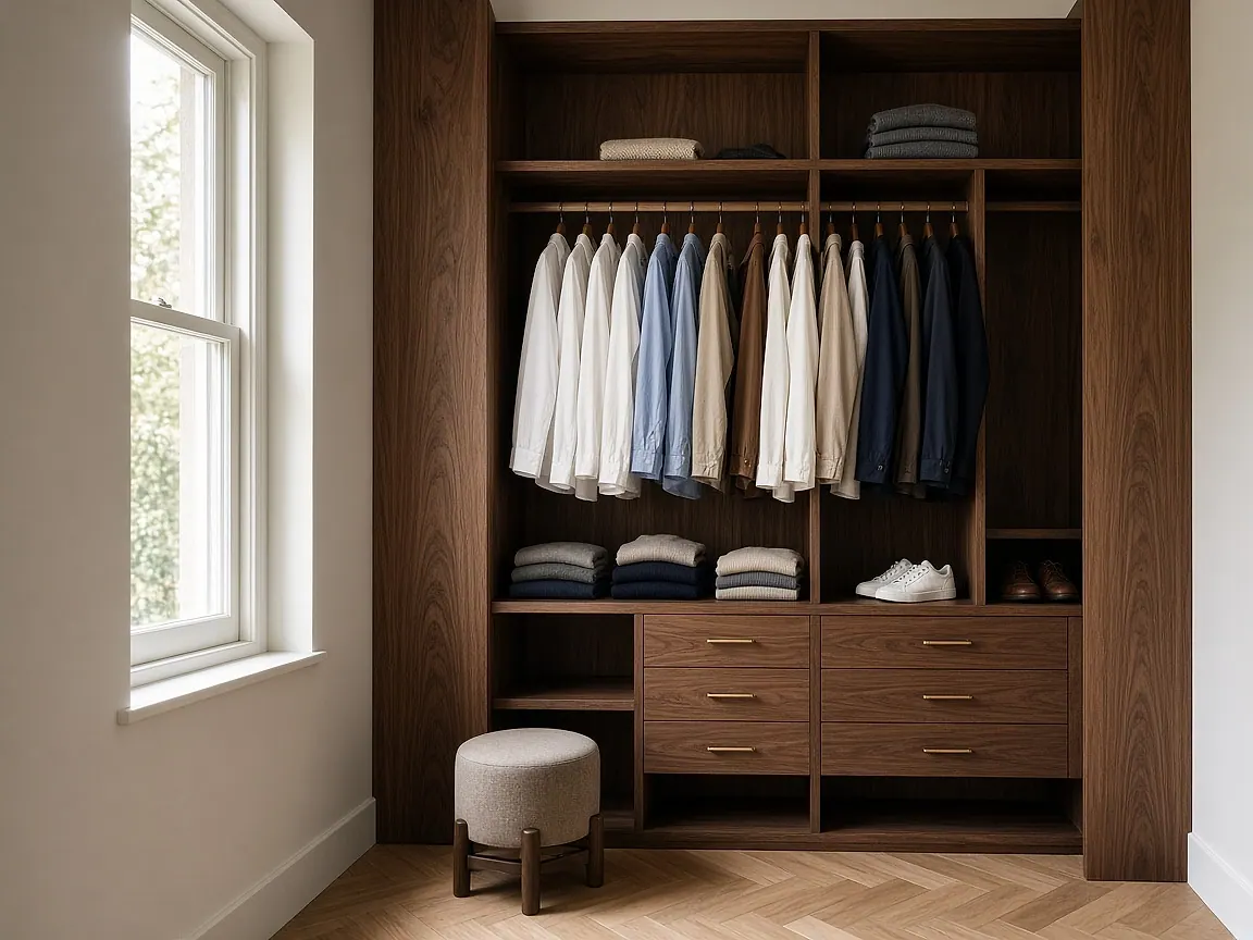 Dressing en noyer — réalisation Menuiserie Gibilaro